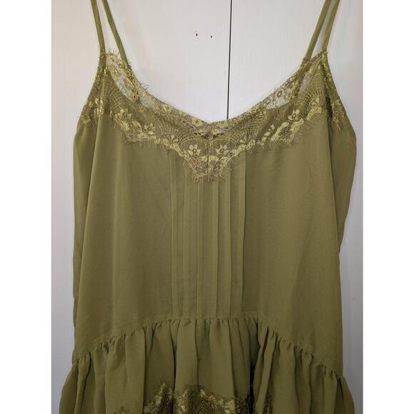 ASOS Cami Tiered Ruffle Mini Olive Dress Size 8 - Picture 8 of 16